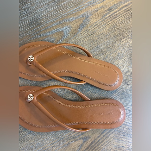 Tory Burch Chelsea Brown Leather Flip Flop sandals size 7 - Picture 4 of 5